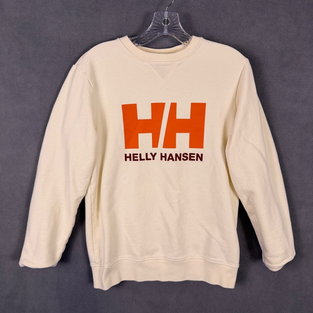 Helly Hansen Women's Sweatshirt Crewneck Logo Outdoor Beige Sz Medium Read!
